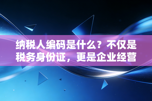 纳税人编码是什么？不仅是税务身份证，更是企业经营的通行证