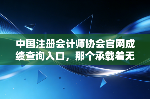 中国注册会计师协会官网成绩查询入口，那个承载着无数CPA考生悲欢离合的红绿灯