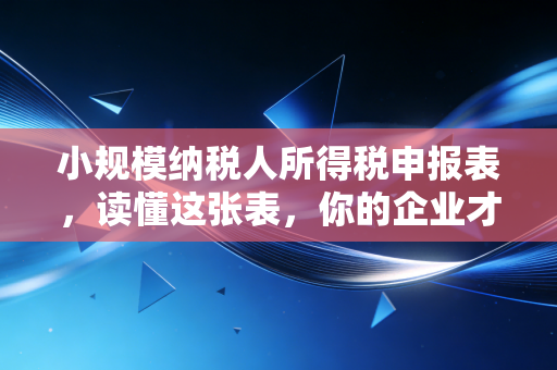小规模纳税人所得税申报表,读懂这张表,你的企业才算真正上了正轨