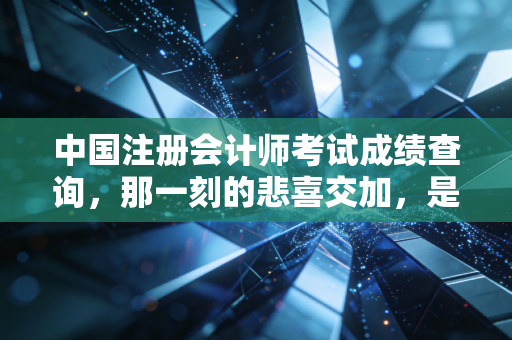 中国注册会计师考试成绩查询，那一刻的悲喜交加，是注会人独有的渡劫仪式