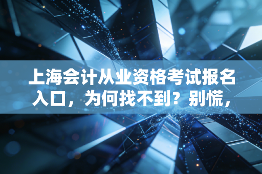 上海会计从业资格考试报名入口，为何找不到？别慌，这才是你该走的路