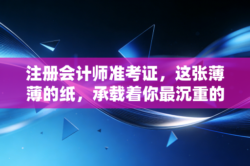 注册会计师准考证,这张薄薄的纸,承载着你最沉重的梦想与焦虑