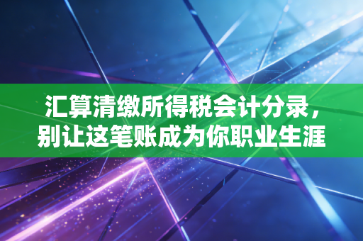 汇算清缴所得税会计分录，别让这笔账成为你职业生涯的滑铁卢