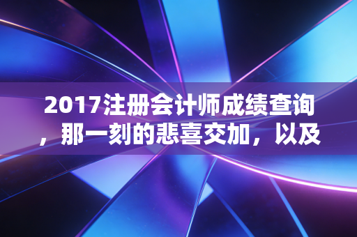 2017注册会计师成绩查询，那一刻的悲喜交加，以及我们为何坚持在这条路上狂奔