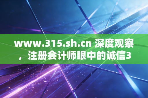 www.315.sh.cn 深度观察,注册会计师眼中的诚信315,财务造假才是最大的消费陷阱