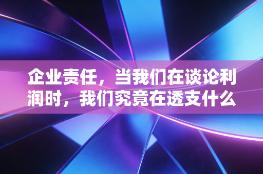 企业责任，当我们在谈论利润时，我们究竟在透支什么未来？