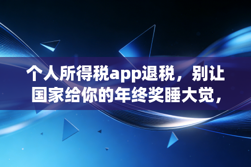 个人所得税app退税，别让国家给你的年终奖睡大觉，手把手教你多拿几千块