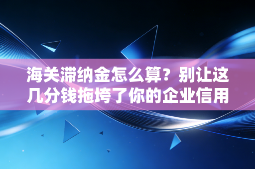 海关滞纳金怎么算？别让这几分钱拖垮了你的企业信用——一位老CPA的肺腑之言