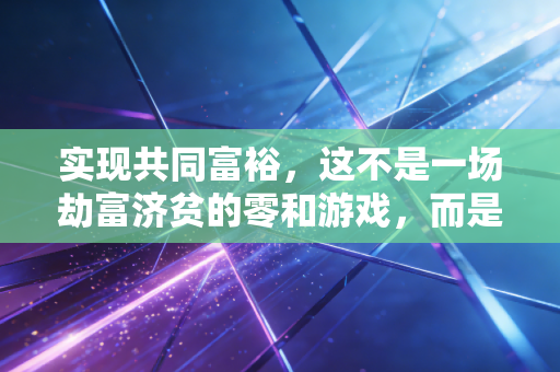实现共同富裕，这不是一场劫富济贫的零和游戏，而是我们每个人向上攀登的阶梯