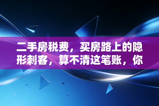 详细阅读:二手房税费,买房路上的隐形刺客,算不清这笔账,你可能会多掏一辆车的钱! 二手房税费,买房路上的隐形刺客,算不清这笔账,你可能会多掏一辆车的钱!