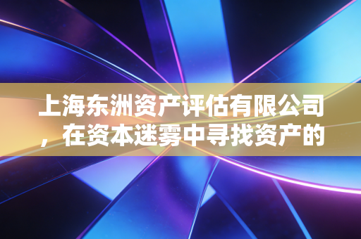 上海东洲资产评估有限公司,在资本迷雾中寻找资产的真实价格——一名注会眼中的价值解码