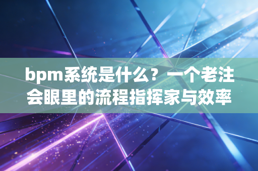 bpm系统是什么?一个老注会眼里的流程指挥家与效率革命