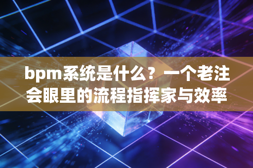 bpm系统是什么？一个老注会眼里的流程指挥家与效率革命
