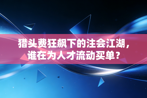 猎头费狂飙下的注会江湖,谁在为人才流动买单?