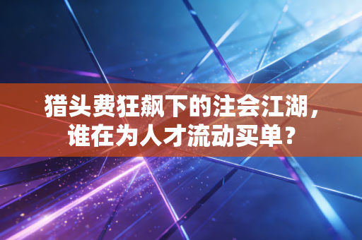 猎头费狂飙下的注会江湖，谁在为人才流动买单？