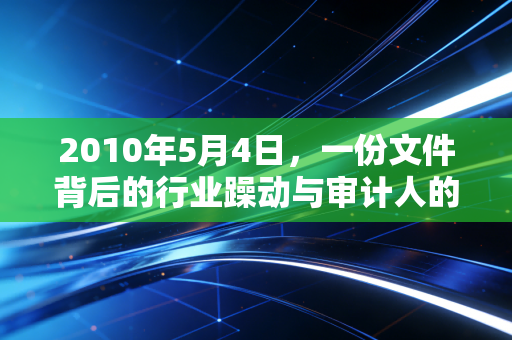 2010年5月4日，一份文件背后的行业躁动与审计人的青春注脚