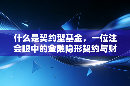什么是契约型基金，一位注会眼中的金融隐形契约与财富密码