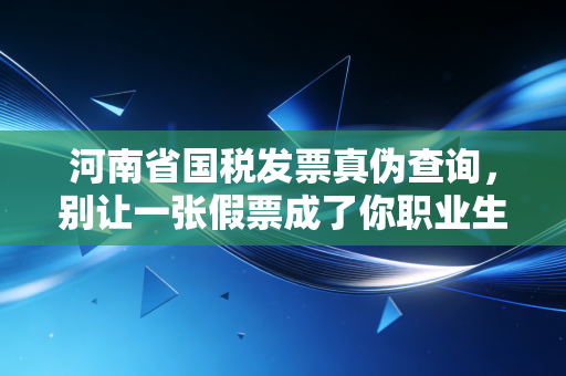 河南省国税发票真伪查询，别让一张假票成了你职业生涯的定时炸弹，老会计的大实话