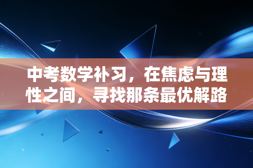 中考数学补习,在焦虑与理性之间,寻找那条最优解路径