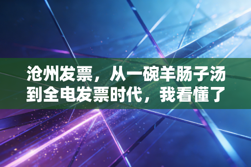 沧州发票,从一碗羊肠子汤到全电发票时代,我看懂了中小企业的合规焦虑与希望