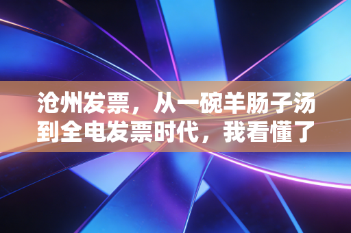 沧州发票,从一碗羊肠子汤到全电发票时代,我看懂了中小企业的合规焦虑与希望