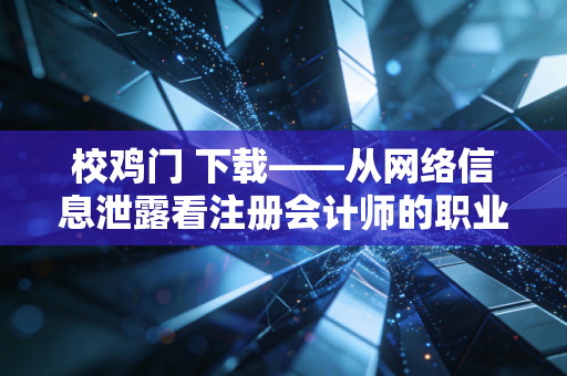 校鸡门 下载——从网络信息泄露看注册会计师的职业操守与数据安全