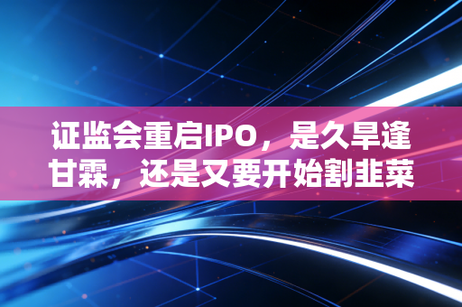 证监会重启IPO,是久旱逢甘霖,还是又要开始割韭菜了?——一位注会眼中的市场变局
