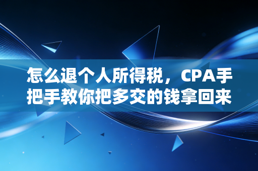 怎么退个人所得税,CPA手把手教你把多交的钱拿回来,附避坑指南