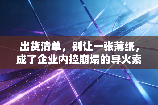 出货清单,别让一张薄纸,成了企业内控崩塌的导火索——一个注会眼中的存货江湖