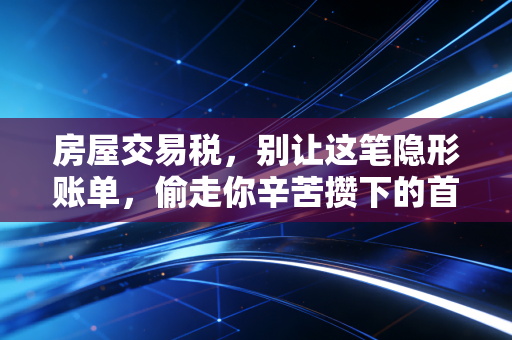 房屋交易税,别让这笔隐形账单,偷走你辛苦攒下的首付