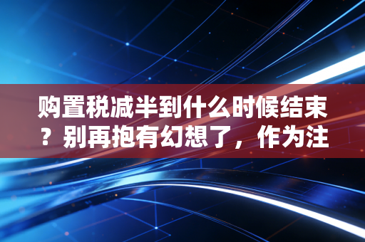 购置税减半到什么时候结束?别再抱有幻想了,作为注会师,我必须和你聊聊这背后的经济账