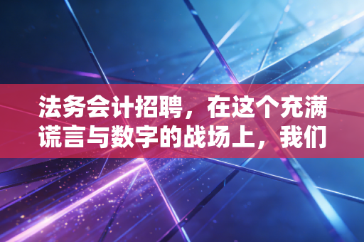 法务会计招聘，在这个充满谎言与数字的战场上，我们在寻找什么样的神探？
