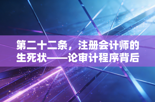 第二十二条，注册会计师的生死状——论审计程序背后的法律责任与职业尊严