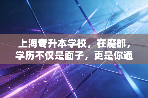 上海专升本学校，在魔都，学历不仅是面子，更是你通往CPA高薪的入场券