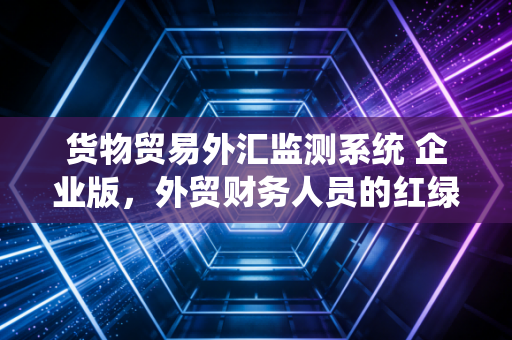货物贸易外汇监测系统 企业版,外贸财务人员的红绿灯与护身符