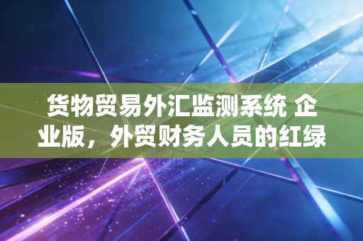 货物贸易外汇监测系统 企业版,外贸财务人员的红绿灯与护身符