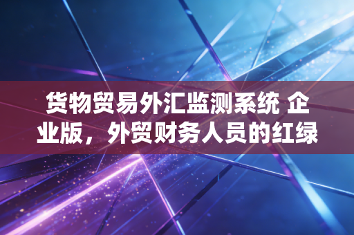 货物贸易外汇监测系统 企业版，外贸财务人员的红绿灯与护身符