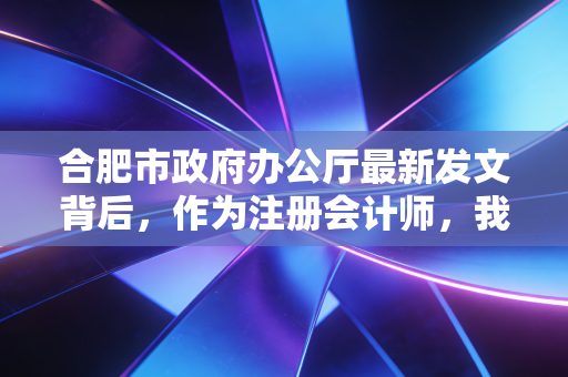 合肥市政府办公厅最新发文背后,作为注册会计师,我看到了企业合规的硬骨头与软着陆