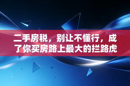 二手房税，别让不懂行，成了你买房路上最大的拦路虎