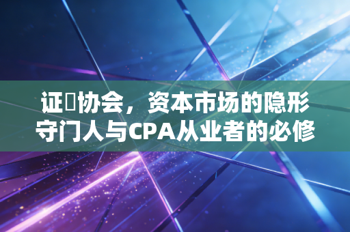 证劵协会，资本市场的隐形守门人与CPA从业者的必修课