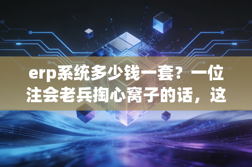 erp系统多少钱一套？一位注会老兵掏心窝子的话，这账不能只算软件费