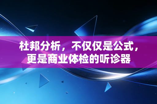 杜邦分析，不仅仅是公式，更是商业体检的听诊器