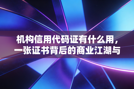 机构信用代码证有什么用，一张证书背后的商业江湖与审计逻辑