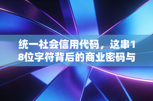 统一社会信用代码，这串18位字符背后的商业密码与审计人生
