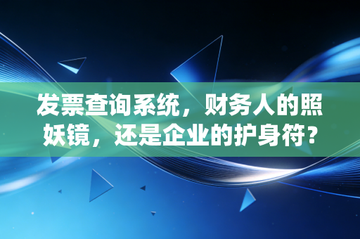 发票查询系统,财务人的照妖镜,还是企业的护身符?