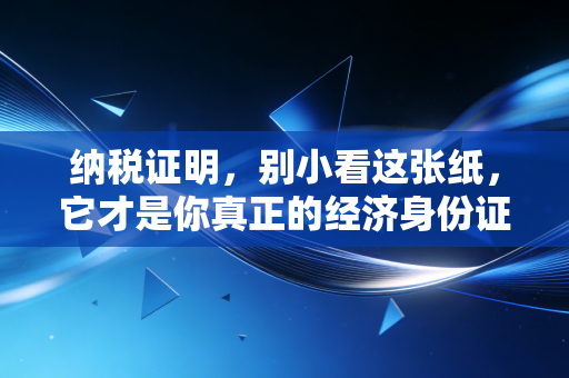 纳税证明，别小看这张纸，它才是你真正的经济身份证