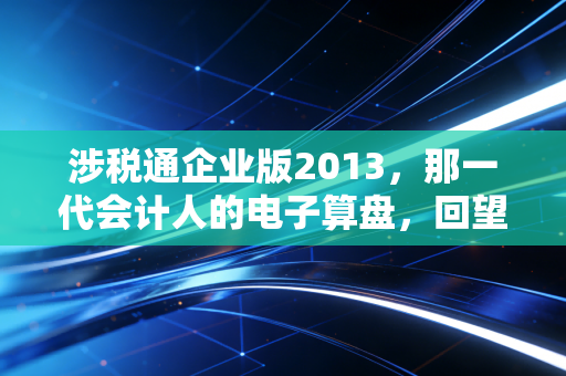 涉税通企业版2013，那一代会计人的电子算盘，回望财税数字化的青葱岁月