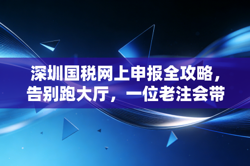 深圳国税网上申报全攻略，告别跑大厅，一位老注会带你玩转电子税务局