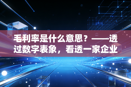 毛利率是什么意思？——透过数字表象，看透一家企业的真本事与虚火