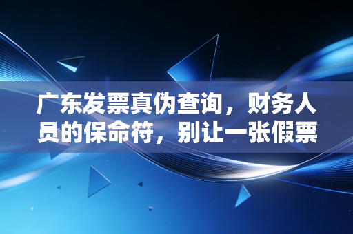广东发票真伪查询，财务人员的保命符，别让一张假票毁了你的职业生涯